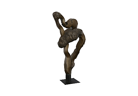 Cast Teak Root Sculpture Resin, Bronze
