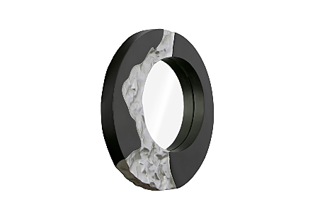 Mercury Round Black Silver Mirror