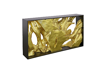 Cast Root Framed Console Table Wood Frame, Resin, Gold Leaf