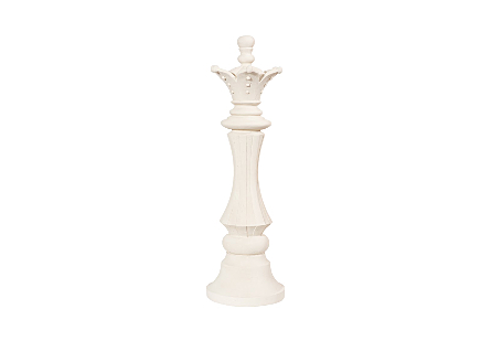 Queen Chess Sculpture, Cast Stone White