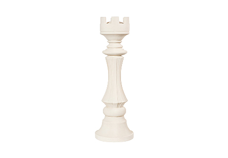 Rook Chess Sculpture Cast Stone White