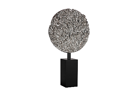 Cast Colossal Root On Stand Sculpture, Silver Leaf KD