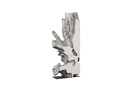 Freeform Sculpture White, Silver Leaf