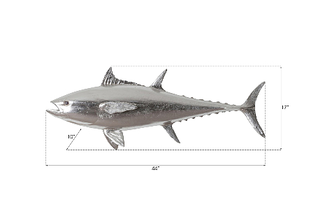 Bluefin Tuna Fish Wall Sculpture Resin, Silver Leaf