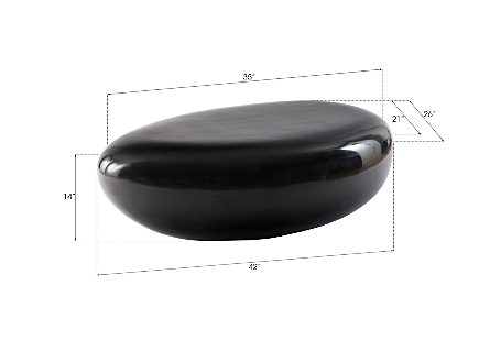 River Stone Coffee Table, Gel Coat Black, Small
