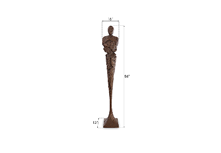 Tall Chiseled Male Sculpture Resin, Bronze Finish