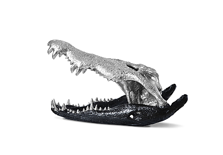 Crocodile Skull Black/Silver Leaf