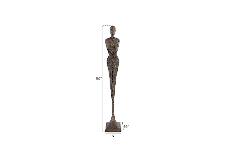 Tall Chiseled Female Sculpture Resin, Bronze Finish