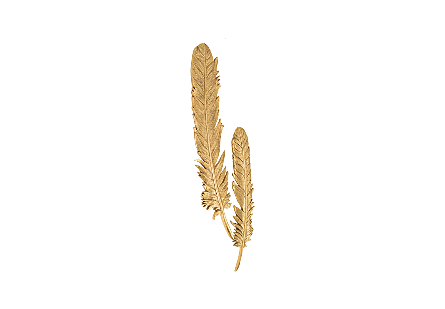 Feathers Wall Art Small, Gold Leaf, Set of 2