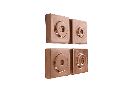 Cuadritos Wall Tiles Set of 4, Polished Copper