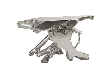 Sable Cast Root Console Table in Silver Leaf