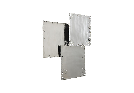 Galvanized Square Wall Tile Silver Leaf, Set 3