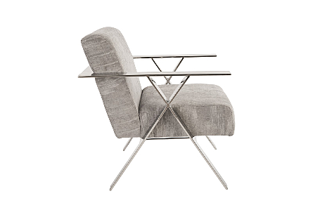 Allure Club Chair, Diva Gray  Stainless Steel Frame