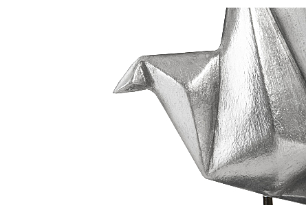 Silver Leaf Origami Bird Sculpture