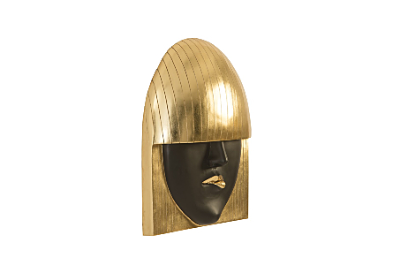 Fashion Faces Wall Art Large, Pout, Black and Gold Leaf