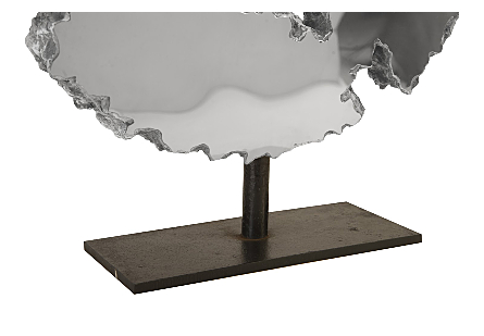 Lava Slice Sculpture on Stand Resin, Stainless Steel
