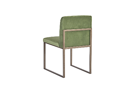 Frozen Dining Chair Green Velvet Fabric, Industrial Brass Metal Frame