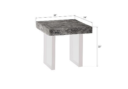 Floating Side Table Gray Stone, Acrylic Legs