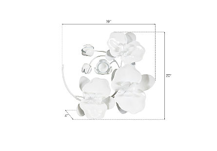 Orchid Sprig Wall Art Small, Metal, White