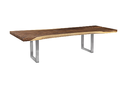 Origins Dining Table, Live Edge, Natural Brushed Stainless Steel Legs