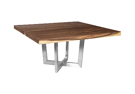 Origins Dining Table Natural, Square, Brushed Stainless Steel Base