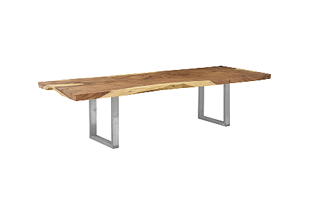 Origins Dining Table, Straight Edge, Natural, Brushed Stainless Steel Legs