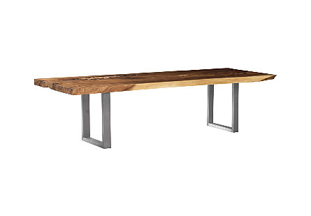 Origins Dining Table Straight Edge, Natural, Brushed Stainless Steel Legs