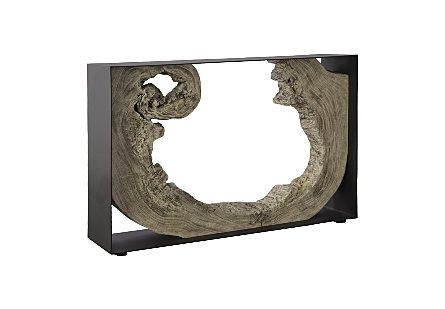 Framed Console Table, Gray Stone, 60x12x32"h