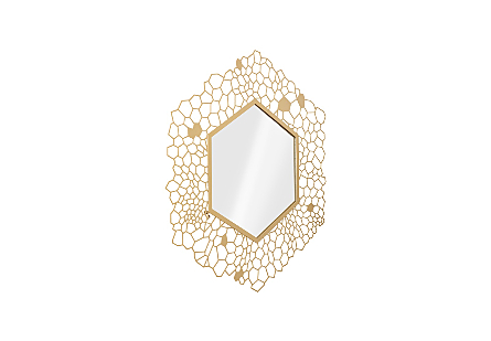Hexagon Honeycomb Mirror Brass