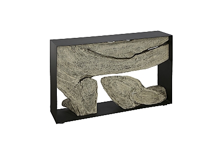 Framed Console Table Gray Stone, Iron