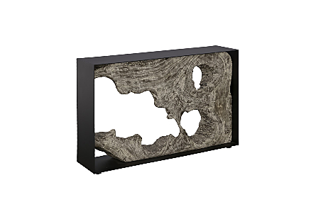 Framed Console Table Gray Stone