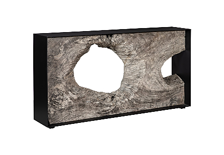 Framed Console Table Gray Stone