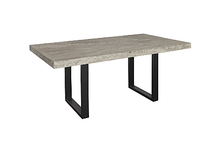 Origins Dining Table Straight Edge, Gray Stone, Black Satin Legs