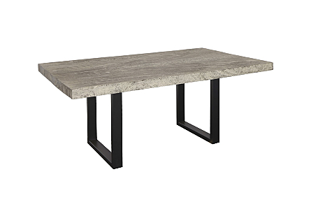 Origins Dining Table Straight Edge, Gray Stone, Black Satin Legs