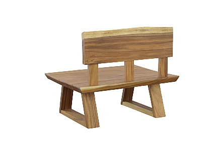 Live Edge Coffee Table Trapezoid Wood Leg, Natural