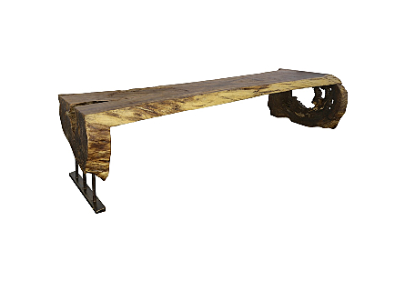 Chamcha Wood Dining Table Metal Leg
