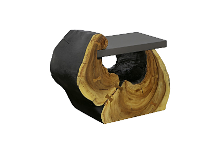 Cantilevered Side Table Iron, Charred
