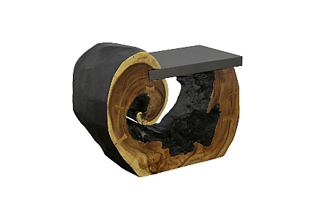 Cantilevered Side Table Iron, Charred