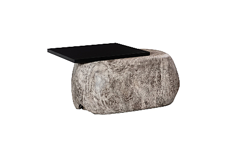 Plateau Coffee Table With Shelf, Gray Stone