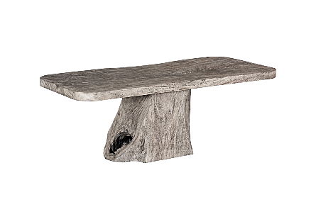 Origins Dining Table Straight Edge, Gray Stone, Root Base