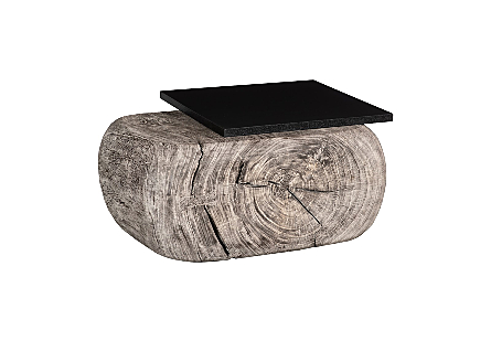 Plateau Coffee Table With Shelf Gray Stone
