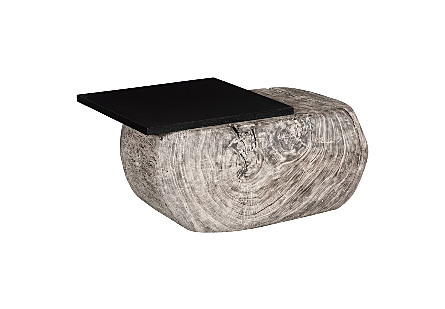 Plateau Coffee Table With Shelf Gray Stone