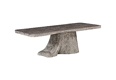 Origins Dining Table Straight Edge, Gray Stone, Root Base