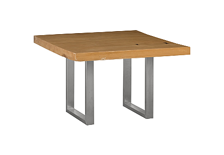 Origins Dining Table, Straight Edge Natural, Brushed Stainless Steel Legs