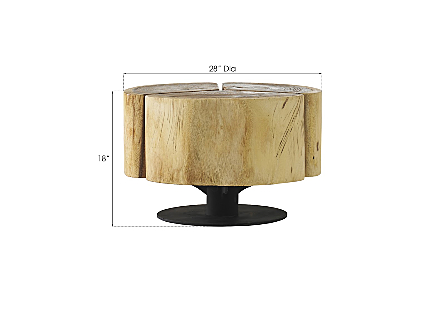 Clover Coffee Table Chamcha Wood, Natural Finish, Metal Base