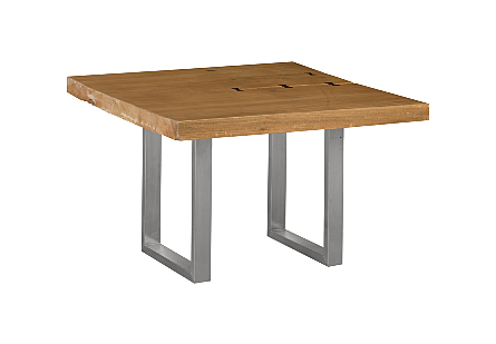Origins Dining Table, Straight Edge Natural, Brushed Stainless Steel Legs
