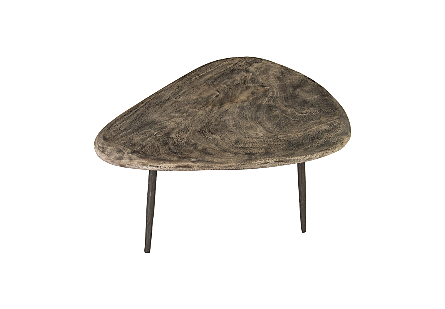 Skipping Stone Coffee Table Gray Stone, Forged Legs