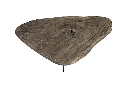 Skipping Stone Coffee Table Brown Stone, Forged Legs