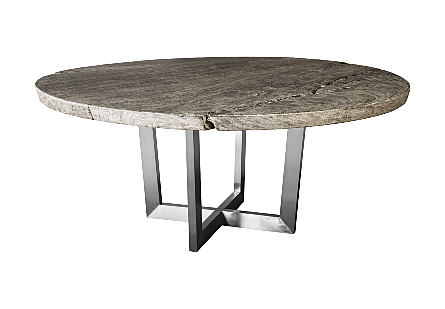 Origins Large Gray Round Dining Table