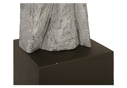 Tai Chi Winner Sculpture on Pedestal Gray Stone/Black
